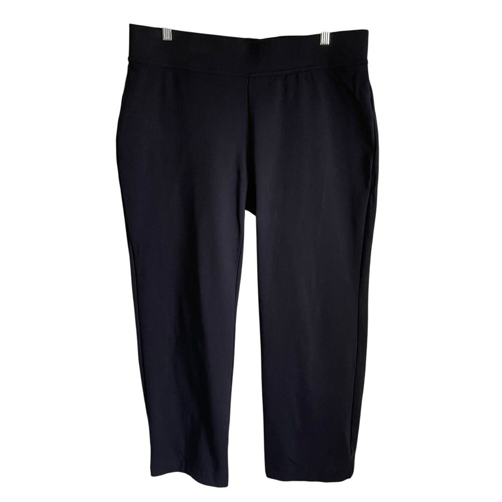 Lands’ End Starfish Straight Leg Pull On Pants Sz LP Navy Stretch Comfort Staple